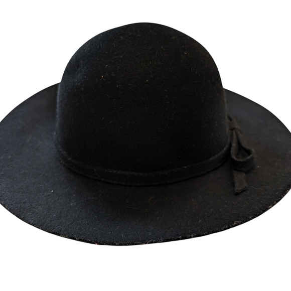 FEDORA Hat Black Wool Vintage Felted Bohemian Round Dome - Picture 6 of 9